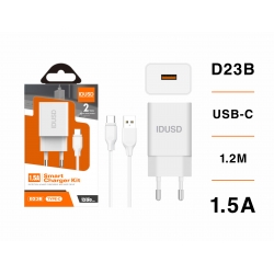 IDUSD.Smart Charger 1.5A+USB - C 1.2M - D23B