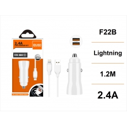 IDUSD.Car Charger 2U 2.4A + Cable Lightning - F22B