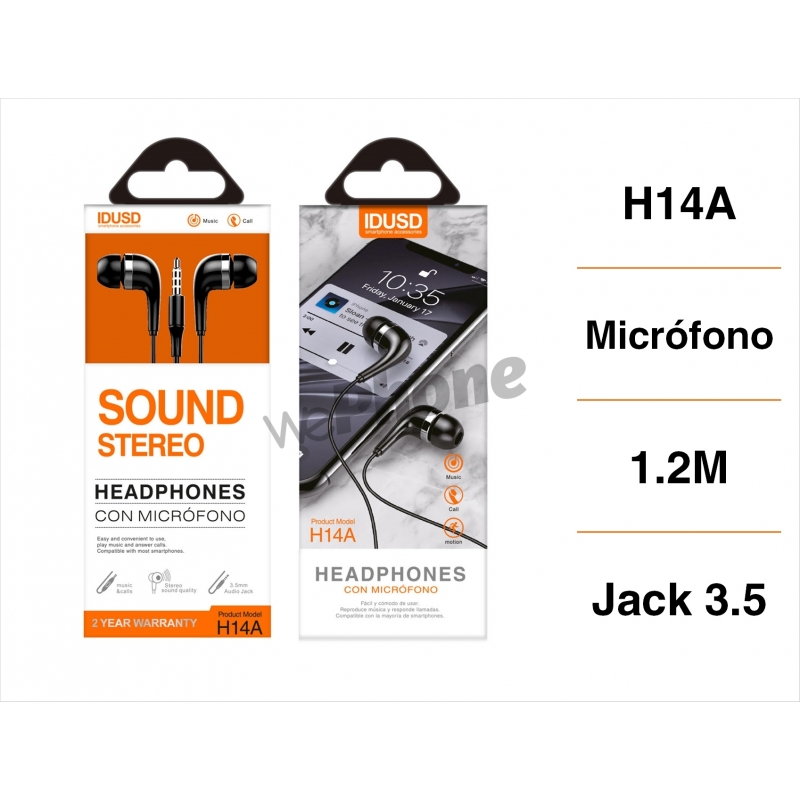 IDUSD.Auriculares Estéreo con Micrófono - H14A