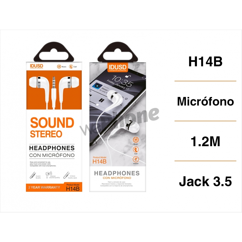 IDUSD.Auriculares Estéreo con Micrófono - H14B