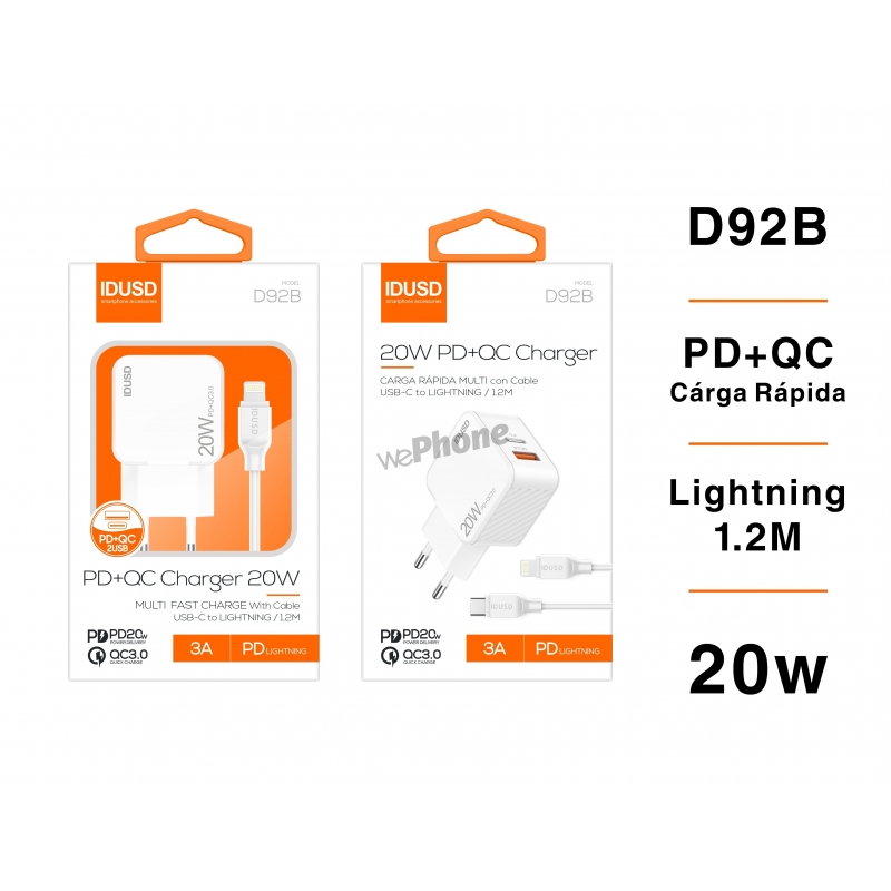 IDUSD.PD+QC 20W + PD Lightning - D92B