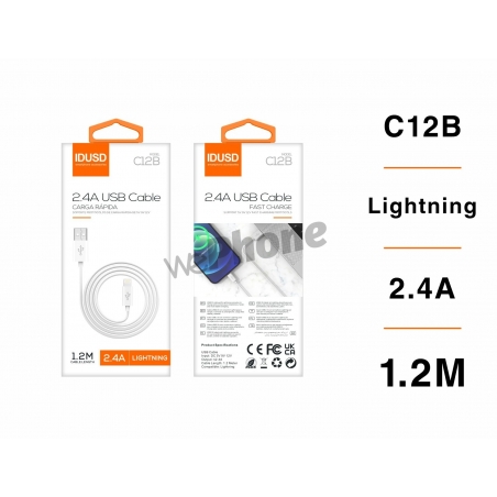 IDUSD.Cable Lightning 1.2M 2.4A - C12B