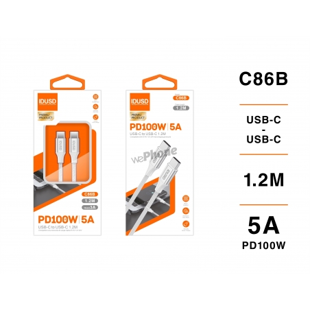 IDUSD.Cable Nylon PD USB-C 1.2M 5A - C86B