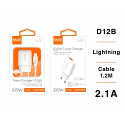 IDUSD.Smart Charger 2.1A + Lightning 1.2M 2.4A -D12B