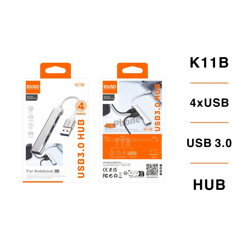 IDUSD.Mini HUB USB 3.0 4in1 - K11B