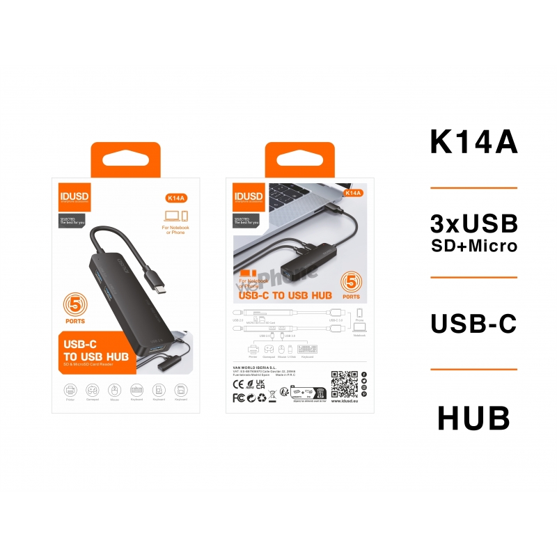 IDUSD.Combo HUB USB-C 3.0 5in1 - K14A