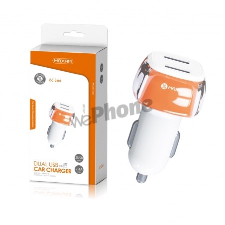 Maxam-CC-2209 Naranja 2USB/2.4A DUAL USB CAR CHARGER