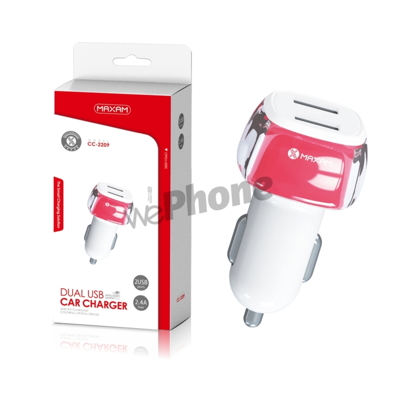 Maxam-CC-2209 Rojo 2USB/2.4A DUAL USB CAR CHARGER