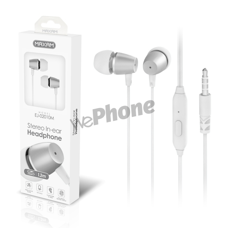 Maxam-EJ-02010M Blanco Micrófono de 1,2M para auriculares