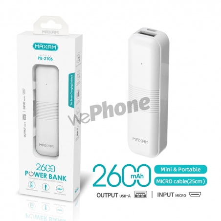 Maxam-PB-2106 Blanco Mobile Power 1A 2600mAh