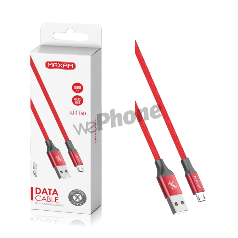 Maxam-SJ-1160 Rojo 2A 1M Cable USB MICRO