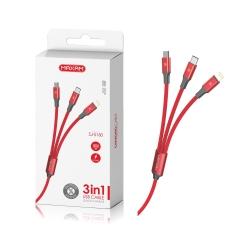 Maxam-SJ-5160 Rojo 2A 1.2M 3en1 CABLE USB