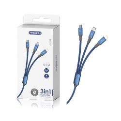 Maxam-SJ-5160 Azul 2A 1,2M 3en1 CABLE USB