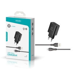 Maxam-TZ-1207M Negro 2.1A 1M MICRO USB WALL CHARGER PACK