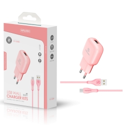 Maxam-TZ-1208C Rosa 2.4A 1M TYPE C WALL CHARGER PACK