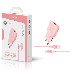 Maxam-TZ-1208M Rosa 2.4A 1M MICRO USB WALL CHARGER PACK