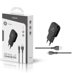 Maxam-TZ-1208M Negro 2.4A 1M MICRO USB WALL CHARGER PACK