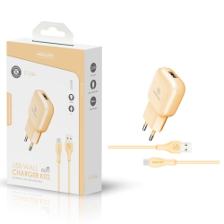 Maxam-TZ-1208M Amarillo 2.4A 1M MICRO USB WALL CHARGER PACK