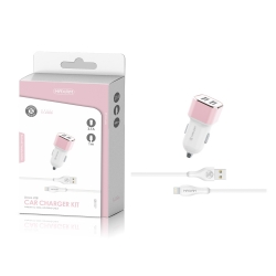Maxam-TZ-2202I Blanco&Rosa 2USB/3.1A 1M CABLE IP CAR CHARGER PACK