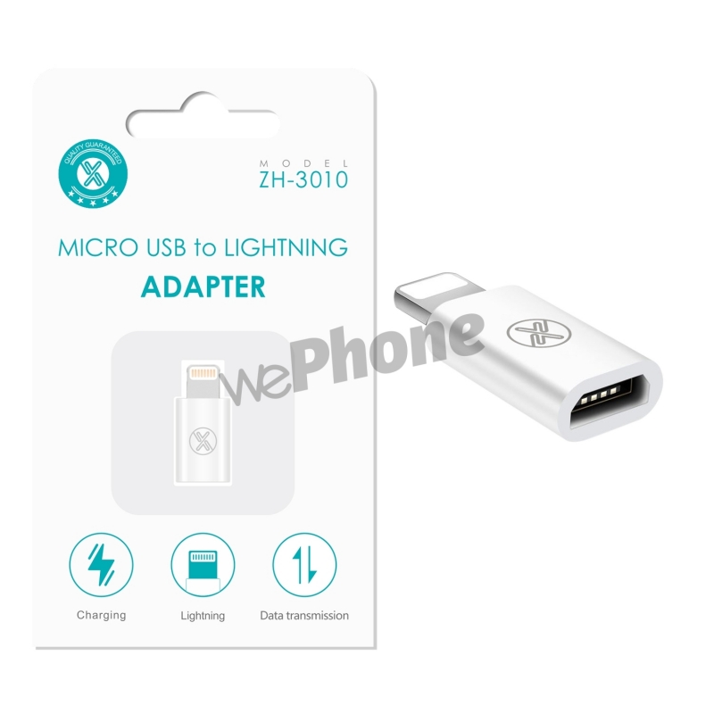 Maxam-ZH-3010 Adaptador blanco de micro USB a Lightning