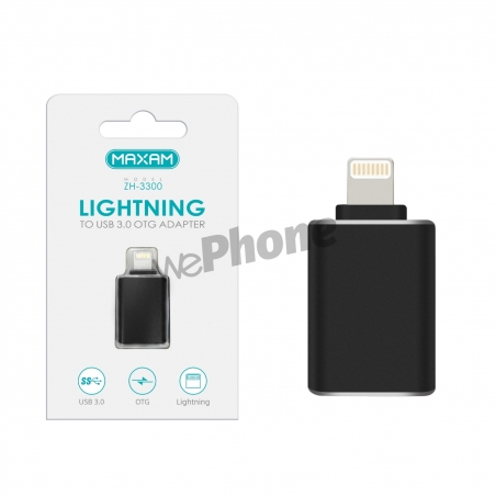 Maxam-ZH-3300 Adaptador Lightning negro a USB 3.0 OTG