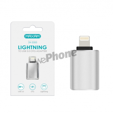 Maxam-ZH-3300 Adaptador Lightning a USB 3.0 OTG plateado