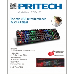 Pritech-TECLADO USB RETROILUMINADO PBP-155