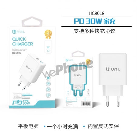 UNICO - New HC9018 Travel charger ,PD ,single C 30
