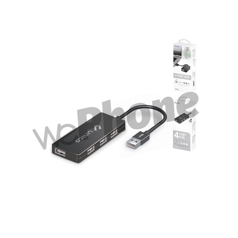 UNICO - AD9403 USB2.0 Four-port Hub Black