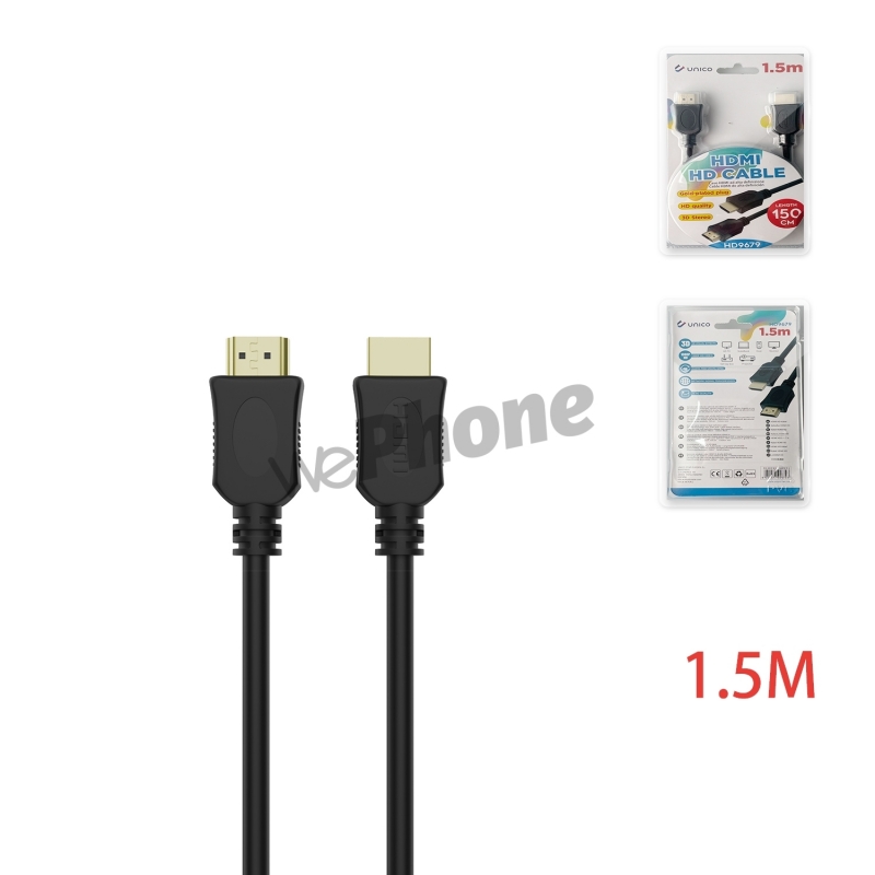 UNICO - HD9679 HDMI A/M TO A/M black 1.5m, OD6