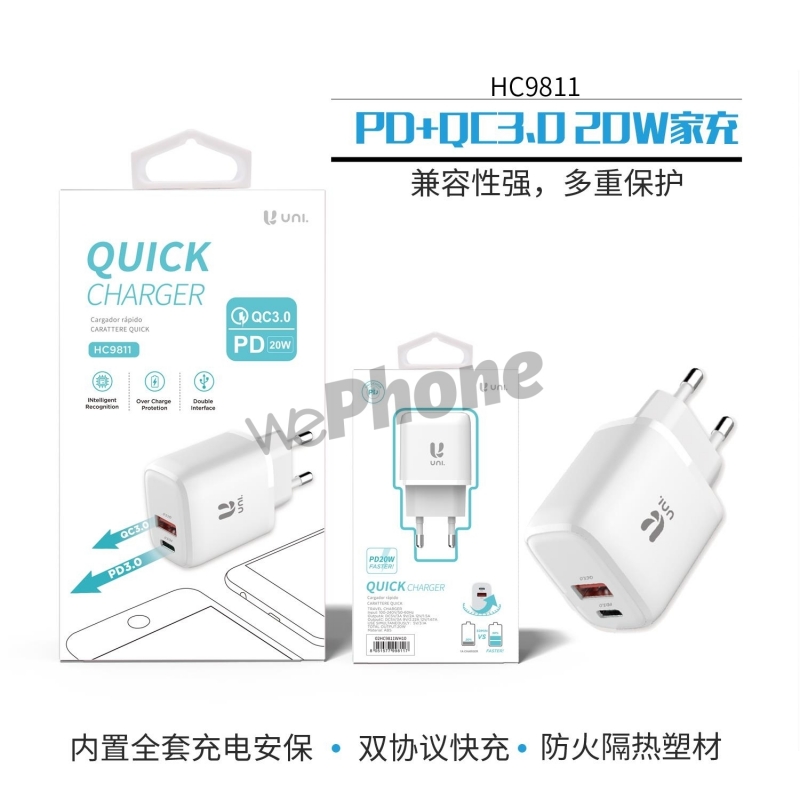 UNICO - NEW HC9811 Travel charger, PD+QC3.0 ?A+C?2