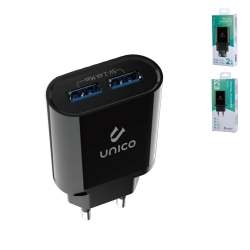 UNICO - HC1080 Travel charger,2USB,2.4A current,bl