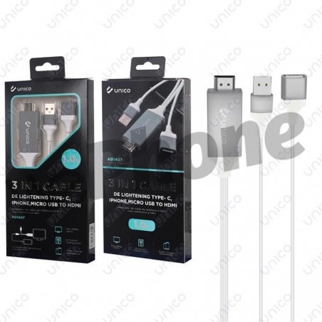 UNICO - AD1407 USB A/M to HDMI + USB M WHITE