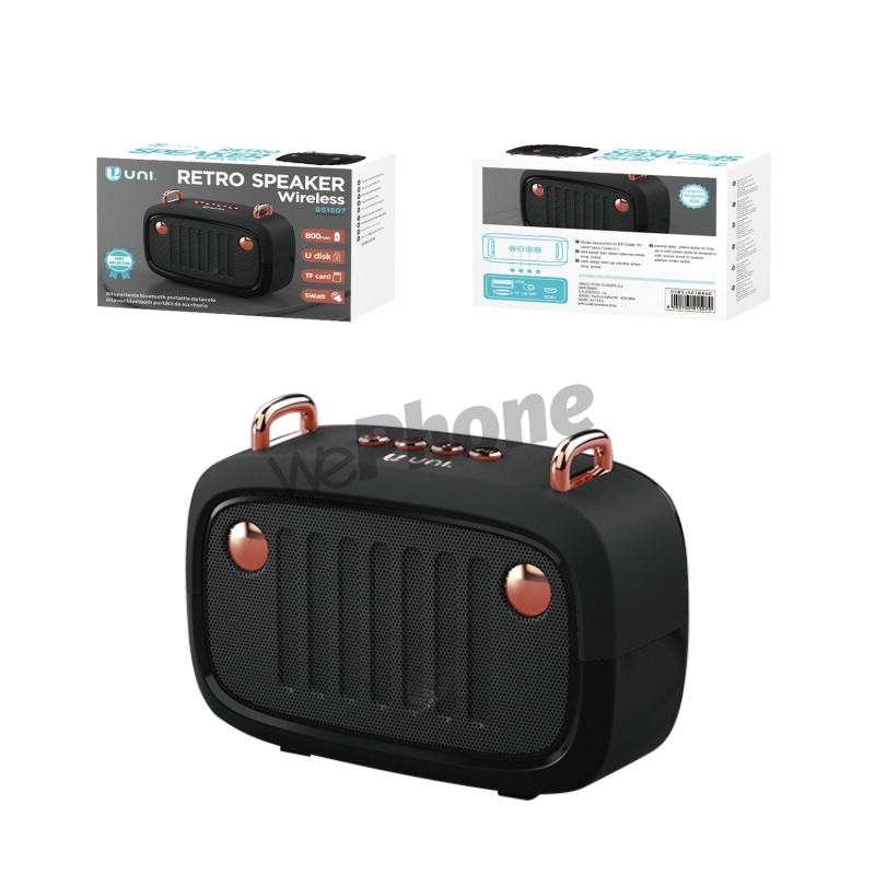 UNICO - New BS1507 Retro Bluetooth Speaker Black