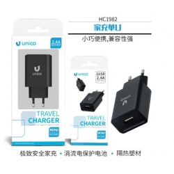 UNICO - HC1982 Travel charger, 1USB, 2.4A current,