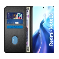 Redmi Note 13-5G Funda de libro sin ventana con imán fuerte para tarjetas