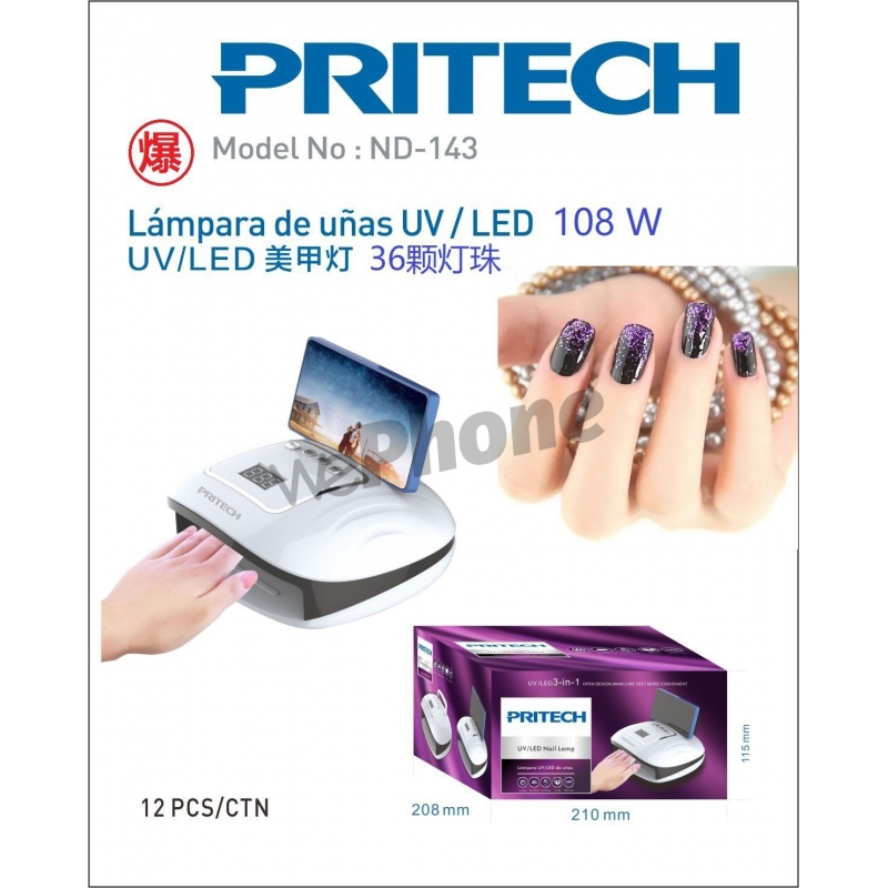 Lámpara de Uñas UV/LED 108W ND-143 PRITECH
