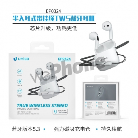 UNICO - New EP0324 Auriculares Bluetooth TWS semi-in-ear con cordón