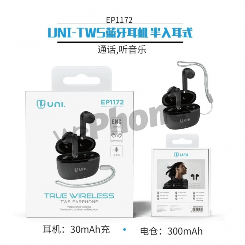 UNICO - New EP1172 Auriculares Bluetooth UNI-TWS tipo semi-in-ear