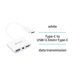 UNICO - New AD1419 Adaptador tres en uno de tipo C a USB, 3,5 mm y tipo C