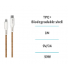 UNICO - CB1257 C al Lightning de carga rápido del cable del corcho degradable y respetuoso del medio ambiente de L 30W 3A