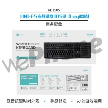 UNICO-KB1505 Teclado cableado UNI-IT 105 teclas (estilo Logi)