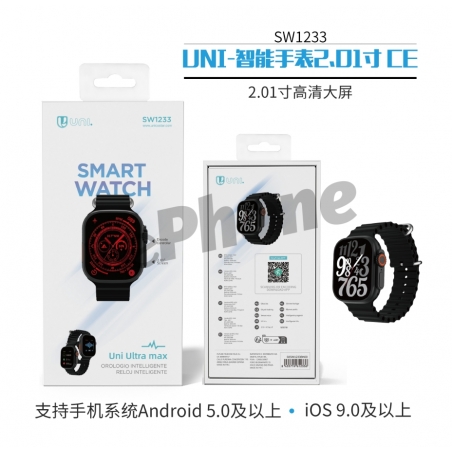 UNICO - New SW1233 Smart Watch  2.01INCH 32Mb ROM NEGRO