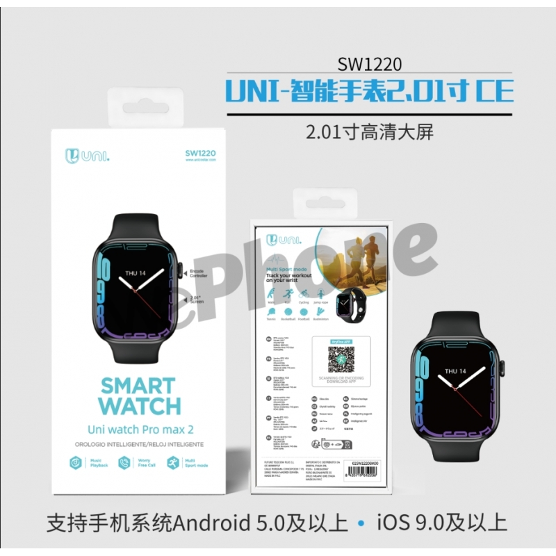 UNICO - New SW1220 Smart Watch  2.01INCH 32Mb ROM NEGRO