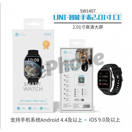 UNICO - New SW1407 Smart Watch 2.01INCH 32Mb ROM NEGRO