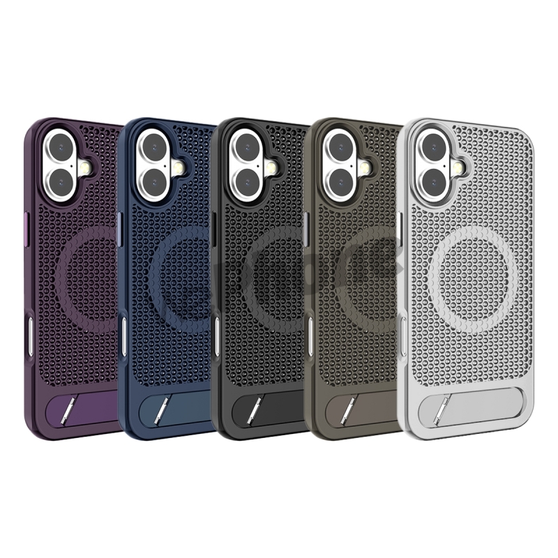 Funda magnética de disipación de calor hueca para iPhone 16/16PLUS con magsafe y soporte REF-4417