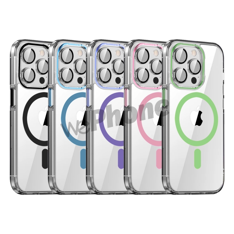 Magsafe fundas transparentes de lujo para iPhone 16 PRO con Protector de lente de cámara REF-1508 Magsafe fundas transparentes de lujo para iPhone 16 PRO con Protector de lente de cámara REF-1508