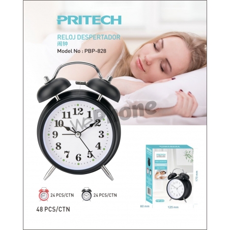 Reloj despertador doble campana PBP-828 PRITECH