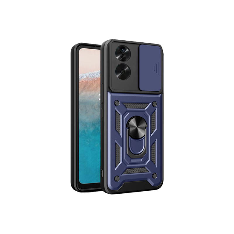 Funda Armadura con Tapa Deslizante Oppo A60 Cámara y Anillo | Wephone Mayorista