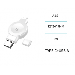 UNI- HC1144 Apple USB+Tipo C 2 en 1 Watch Cargador inalámbrico magnético